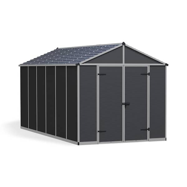 CANOPIA by PALRAM Rubicon 8 ft. x 15 ft. Dark Gray Polycarbonate Garden Storage Shed (110.9 Sq. ft.)