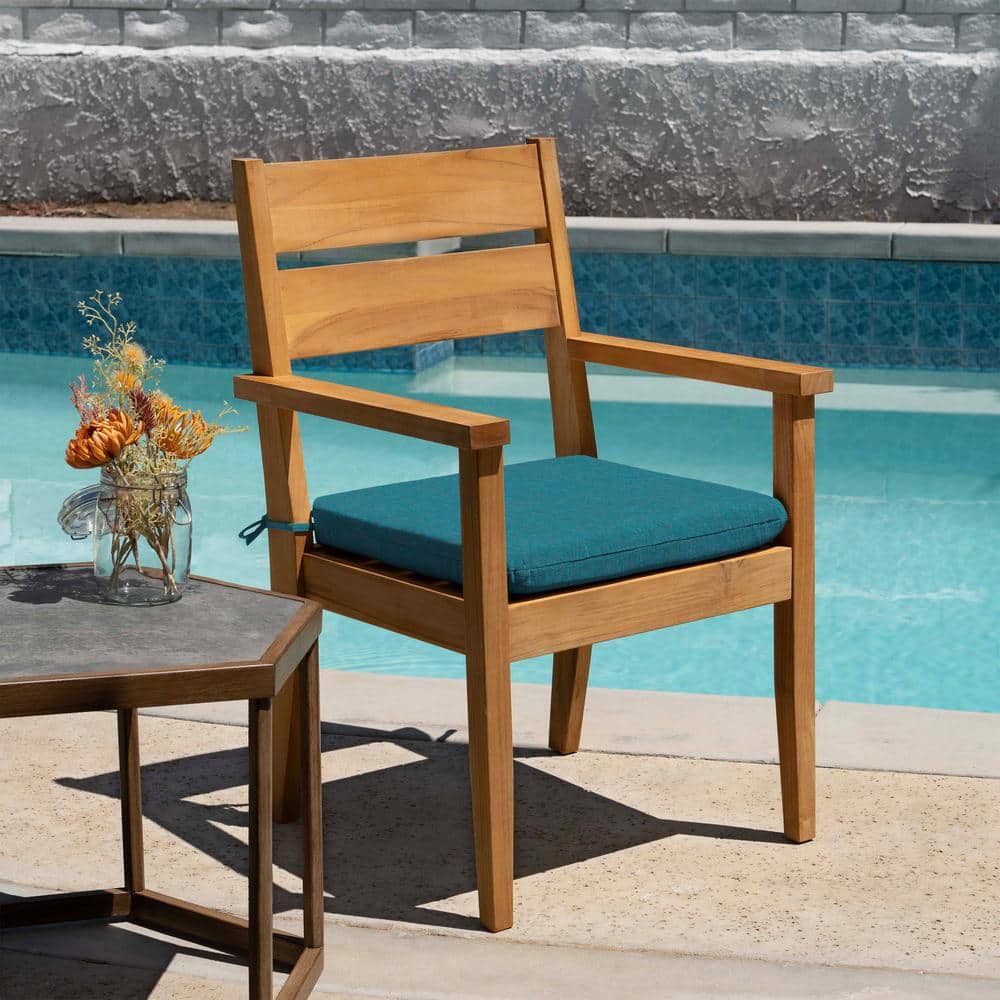 Teal Polyester Outdoor Dining Seat Cushions (Set of 2)