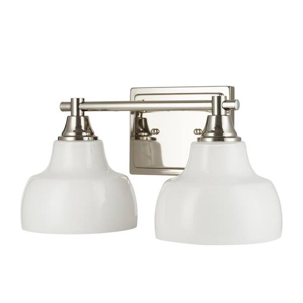 Cresswell 2 Lights Polished Nickel, How To Remove Glass Shade From Bathroom Light Fixture