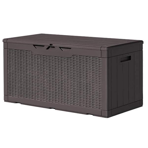 Unbranded 100 Gal. Large Dark Brown Resin Deck Box with Side Handles and Lockable Lid