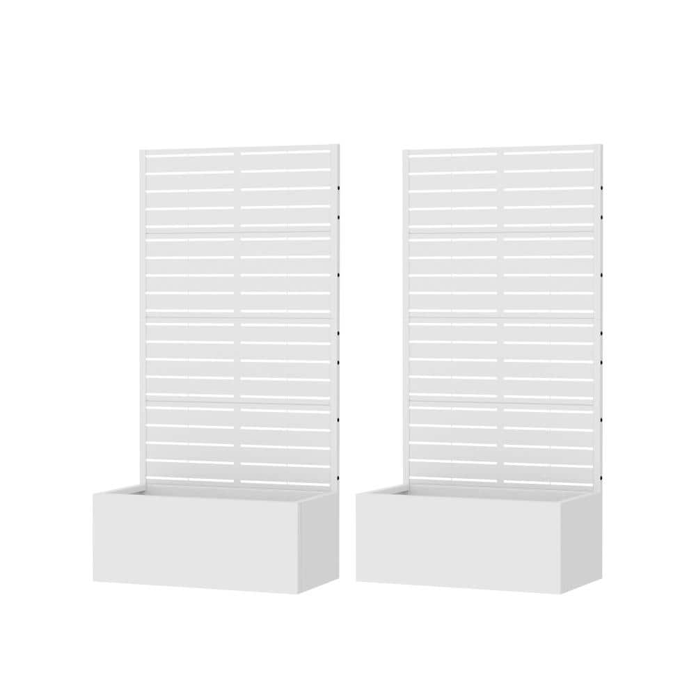 59 in. H x 30 in. W White Planter Box Set with Trellis and Wheels Elevated Lattice Planter in Louver Pattern price history on PriceWatchPro