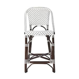 Amelia 41.25 in. H Brown and White High Back Wicker Bar Height (28-33 in.) Bar Stool