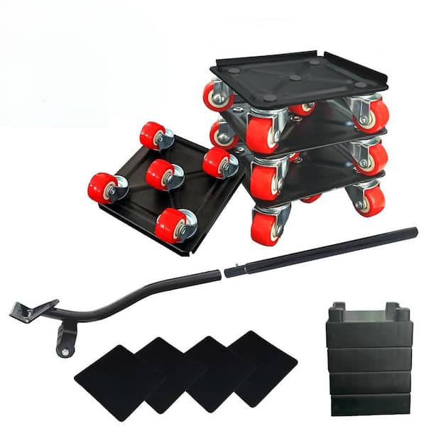 Angel Sar Max Capacity 1650Ib. Furniture Sliders Lifters Tool Set with 5 Wheels for Moving Heavy Duty, Red