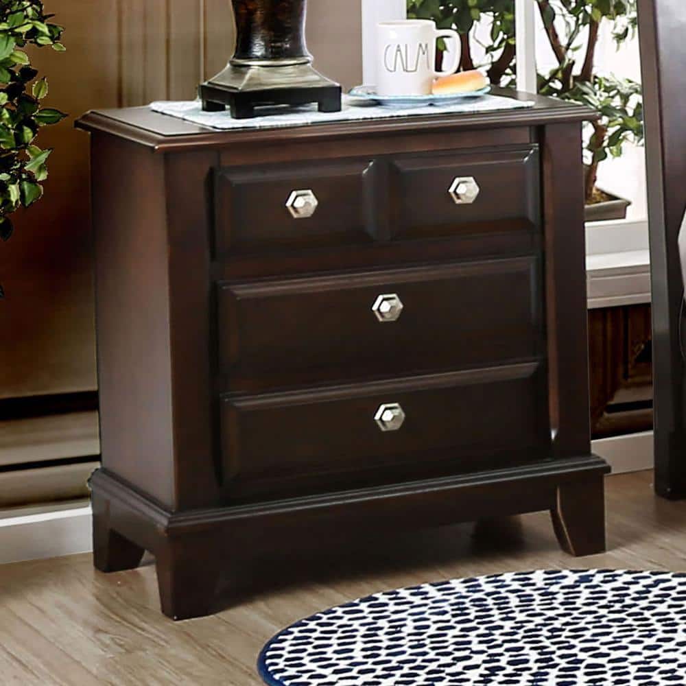Litchville Brown Cherry 4-Drawer Transitional Nightstand