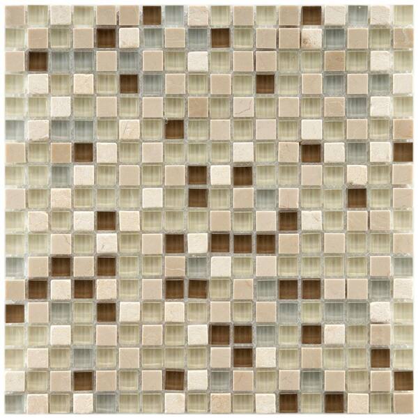 Merola Tile Tessera Mini York 11-3/4 in. x 11-3/4 in. x 8 mm Glass and Stone Mosaic Tile