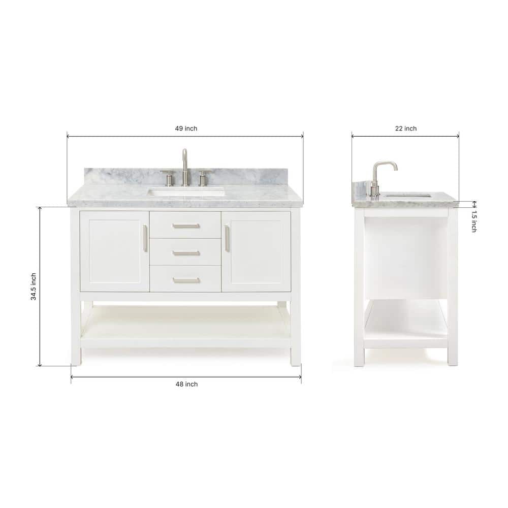 Bayhill 49" White Marble Top Single Sink Vanity