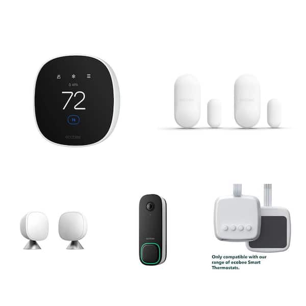 Learning Thermostat, Power extender, Video Doorbell, Smart Sensor 2 Pack and Smart Sensor for Door/Window 2 Pack Combo