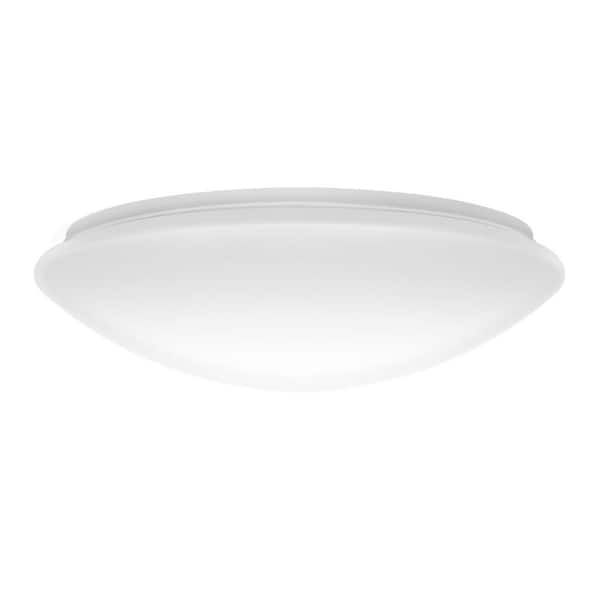 1-Pack 13 In. 1-Light White Mushroom Integrated LED Flush Mount with Frosted Shade Daylight 6000K for