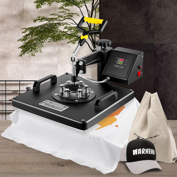 15 in. L x 15 in. W Heat Press 5 in 1 Teflon Coated ETL/FCC Listed Sublimation Printers with Mug, Cap, Plate, Black