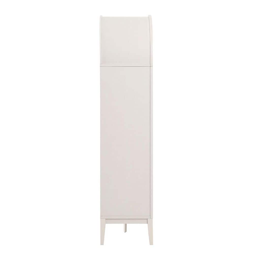 Ivory Tall Arched Wood Storage Cabinet with Adjustable Shelves