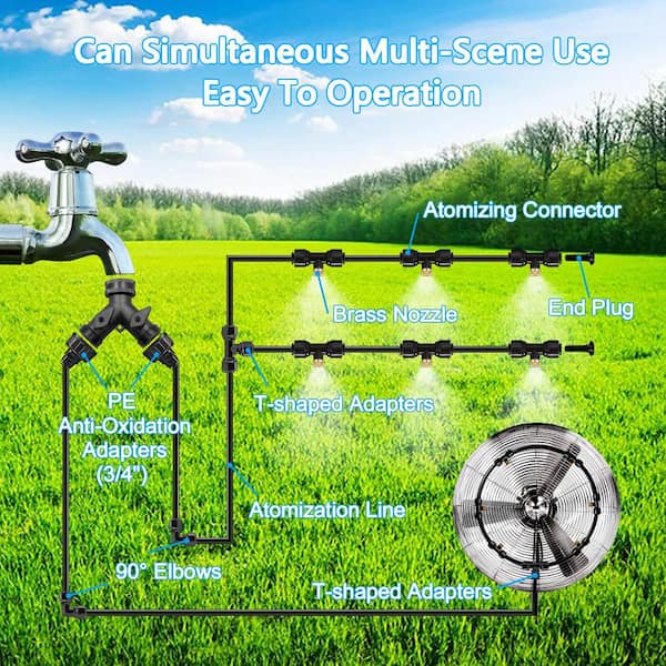 Misting Koelsysteem Patio Koeler Draagbare Misters Outdoor Misting Fans Tuin Misting Kit Cool Down Line Mist Messing Nozzles Voor Gazon Kas Achtertuinen Zwembad Veranda Waterpark 39 5ft Wit
