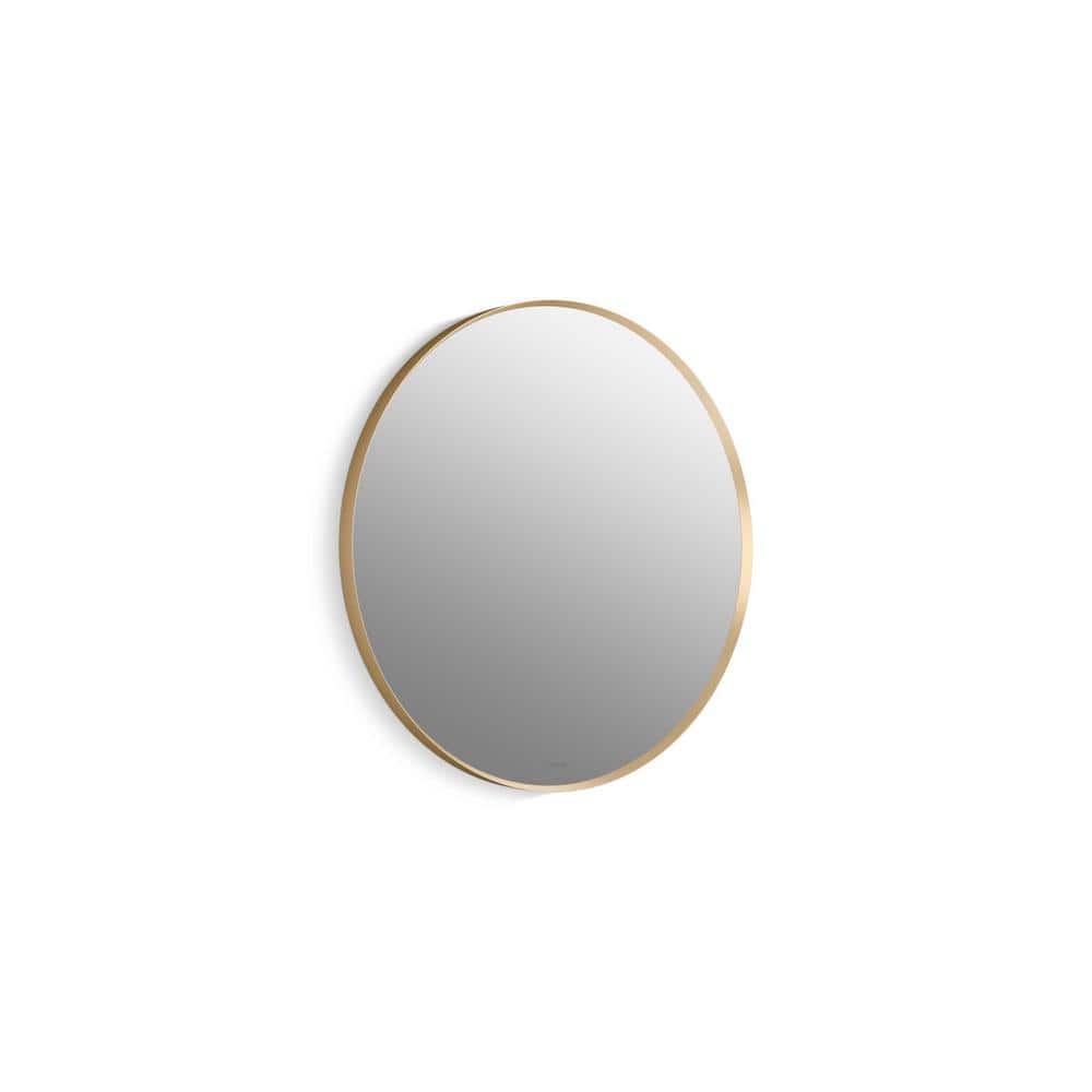 Transitional 28" Round Vanity Mirror in Moderne Brushed Gold