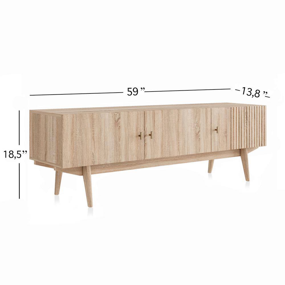 Chelsea 59'' Beige Wood TV Stand with Cabinet