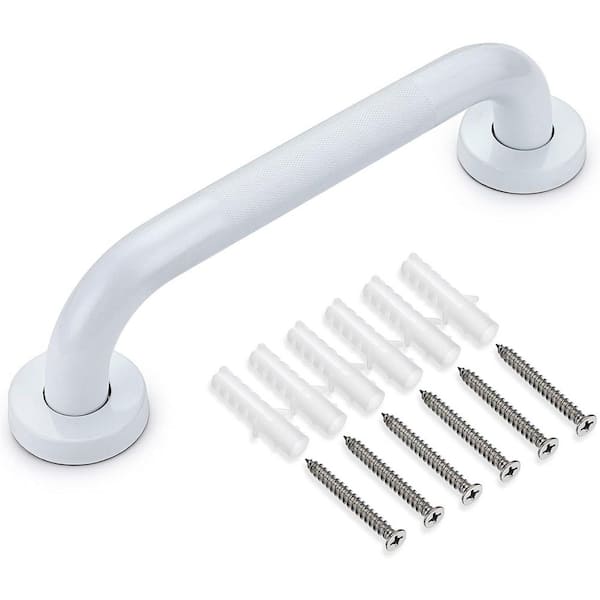 12 in. Concealed Screw Anti-Slip Grip Bath Grab Bar Sturdy Stainless Steel Shower Handle White