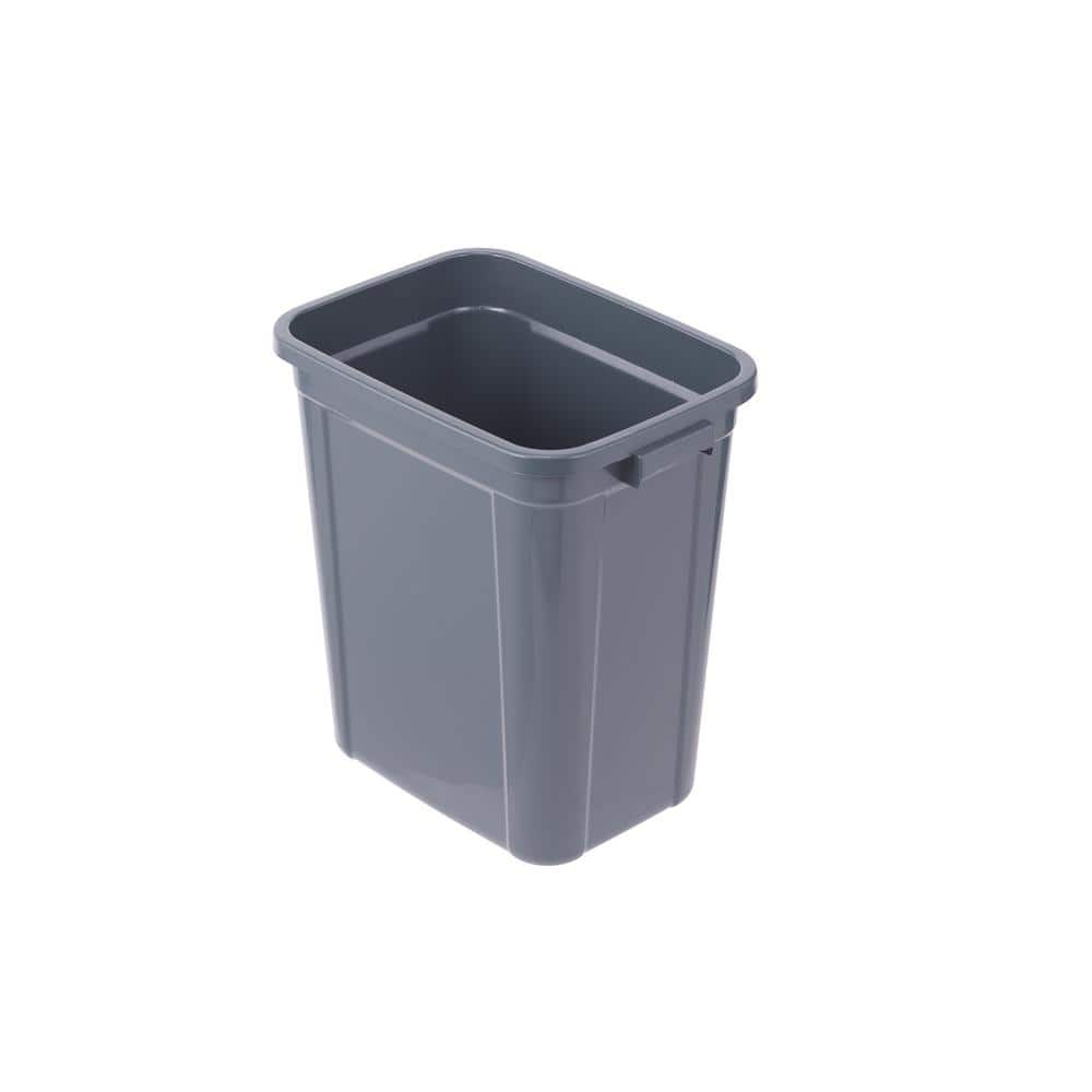 Black Plastic Pull-Out Trash Can with Metal Frame