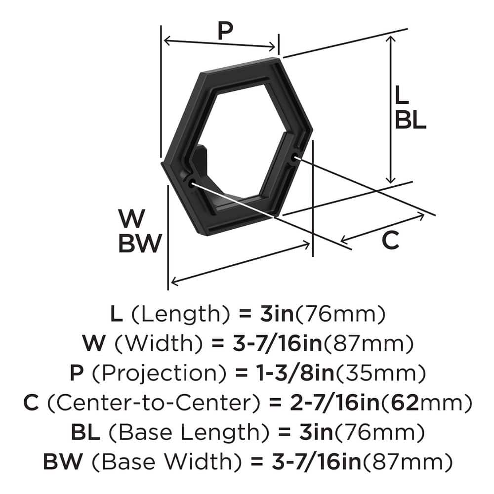Matte Black Hexagonal Single Prong Decorative Wall Hook
