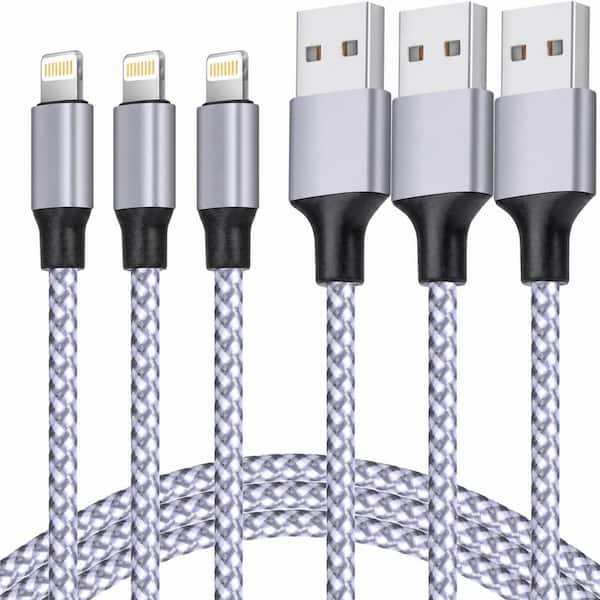 3 Pack iPhone Lightning Charger Cable with 6 ft. Nylon Braided USB High Speed Sync Charge Cord for iPhone iPad