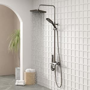 Shower Faucet Set with Digital Display Shower System Thermostatic Piano Key Shower Combo Set with Hand Shower, Gun Gray