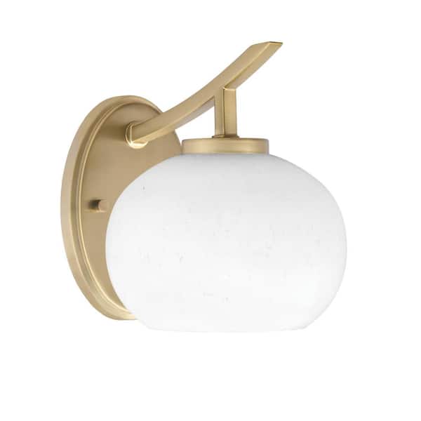Unbranded Siena 1-Light New Age Brass Uplight Wall Sconce with White Muslin Glass Shades