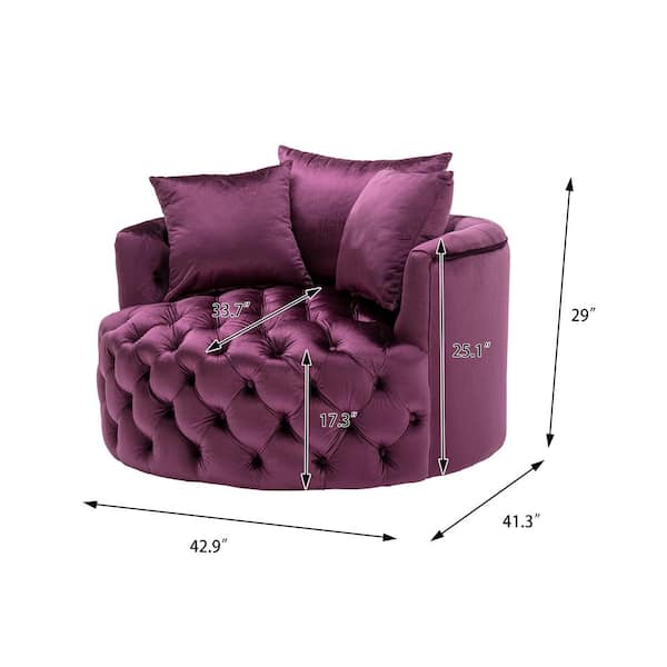 18-inch by 38-inch Solid Microsuede Tufted Chair Cushion Purple-Color