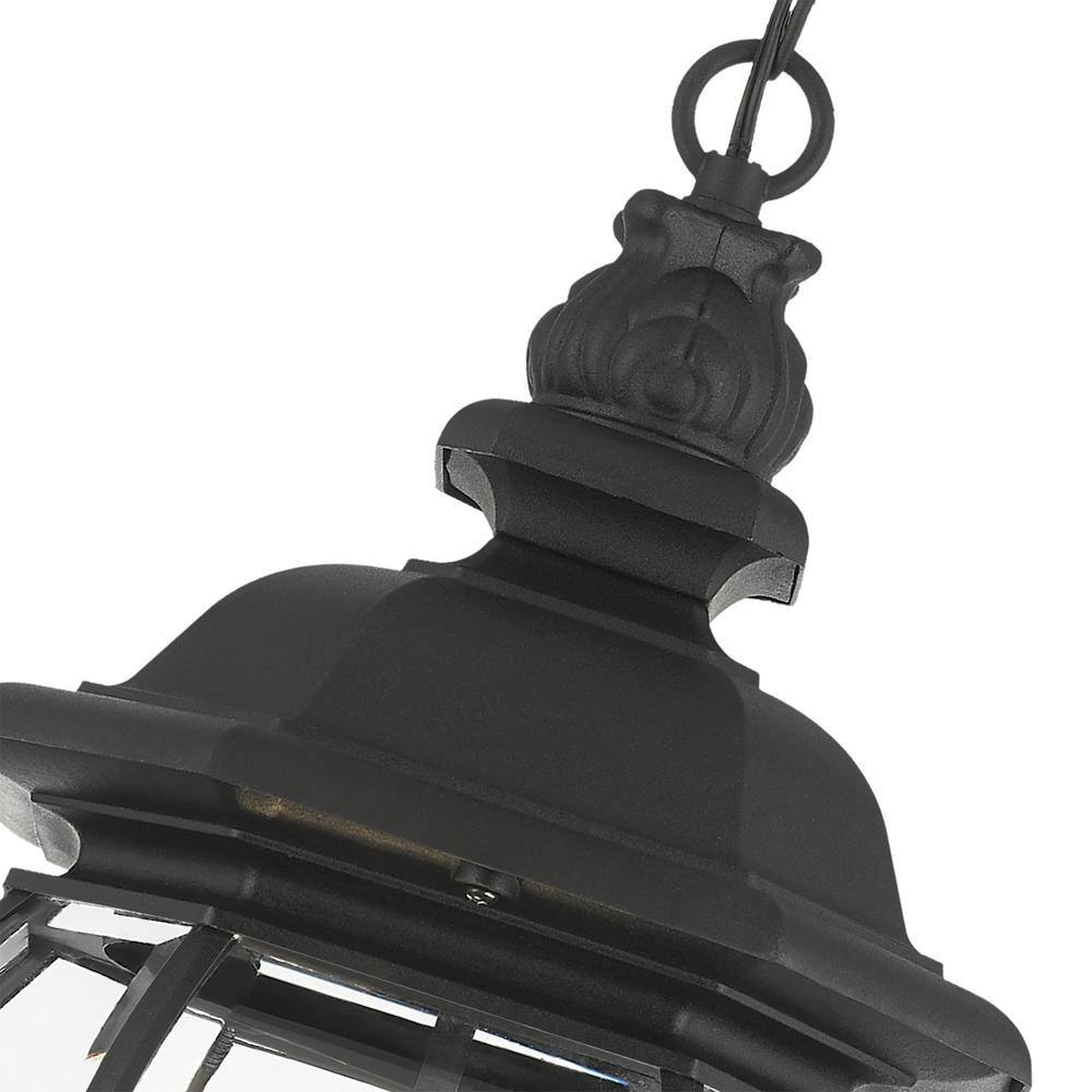 Frontenac Textured Black Outdoor Pendant Lantern with Clear Beveled Glass