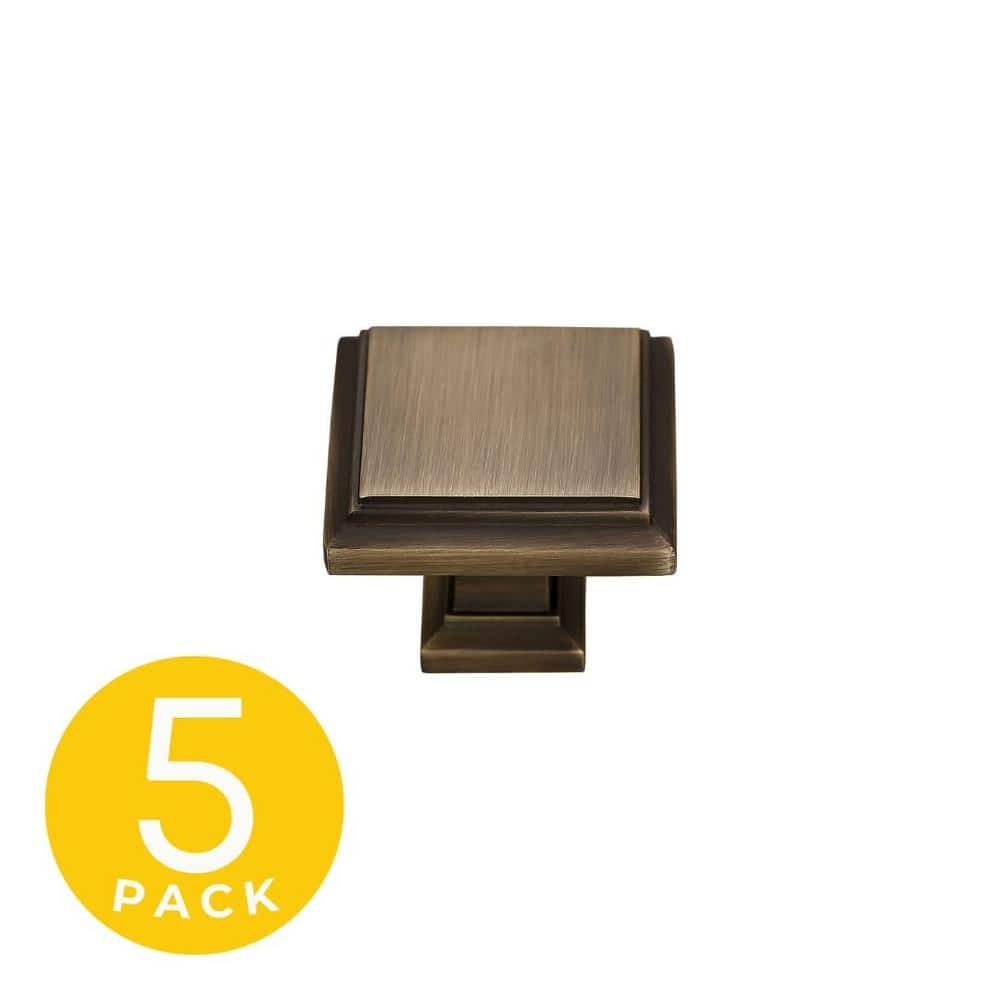 Accent Series 1 in. Modern Medium Aged Bronze Square Cabinet Knob (5-Pack) price history on PriceWatchPro