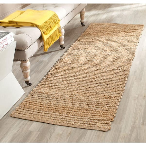 Cape Cod Natural 2 ft. x 8 ft. Striped Solid Runner Rug