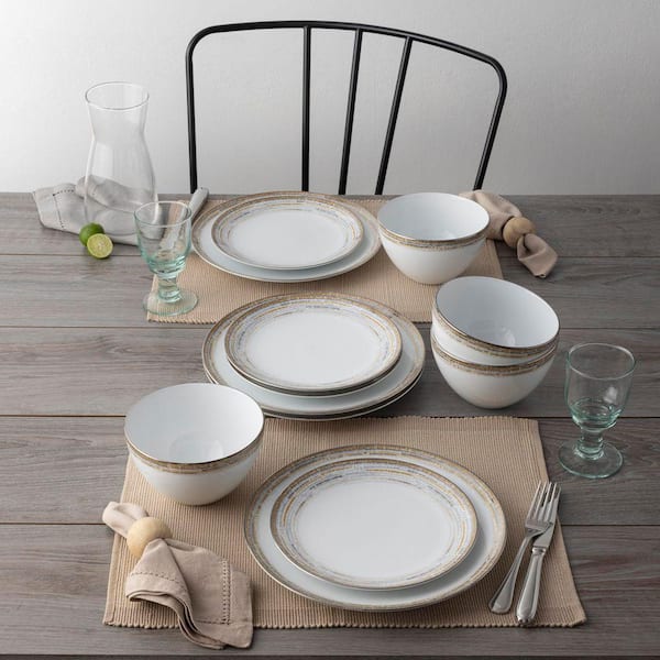 Noritake Raylan 12-Piece White Porcelain Dinnerware Set, Service