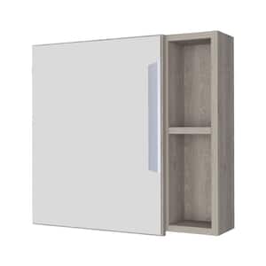 19.6 in. W x 18.6 in. H Bathroom Surface Mount Medicine Cabinet with Mirror,5 Shelves and Single Door in Light Gray