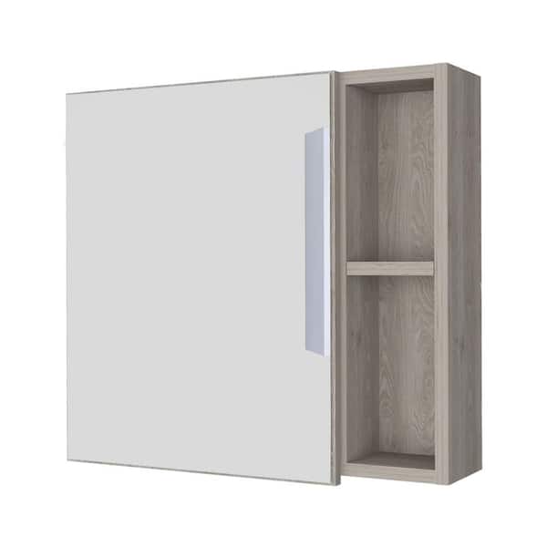 cadeninc 19.6 in. W x 18.6 in. H Bathroom Surface Mount Medicine Cabinet with Mirror,5 Shelves and Single Door in Light Gray
