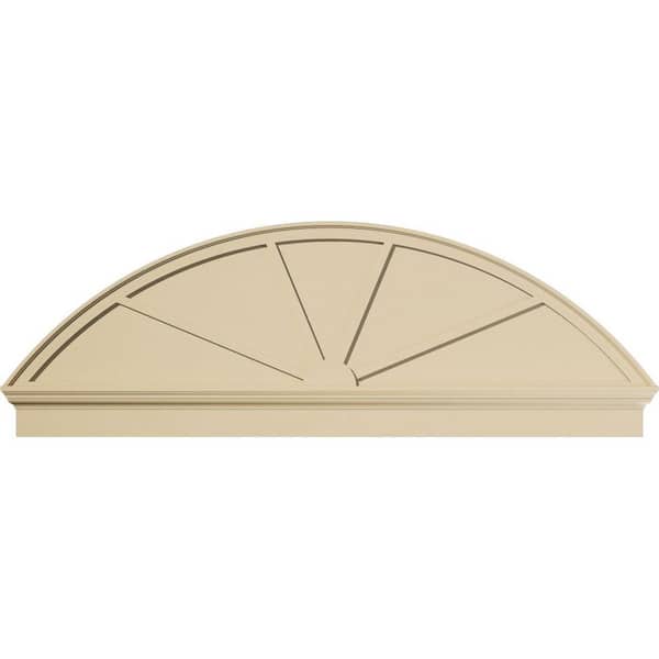 Ekena Millwork 74-in W x 25-3/8-in H x 2-3/4-in P Segment Arch 4-SpokeSignature Urethane Combination Pediment, Primed Tan