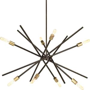 Astra Collection 42-3/8 in. 8-Light Mid-Century Modern Antique Bronze Mid-Century Modern Chandelier Light