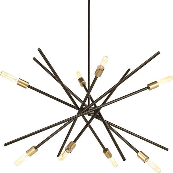 Progress Lighting Astra Collection 42-3/8 in. 8-Light Mid-Century Modern Antique Bronze Mid-Century Modern Chandelier Light