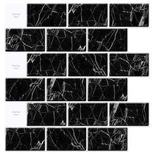 Marble Design Black 12 in. x 12 in. Vinyl Peel and Stick Tile 10-Sheets (8.2 sq. ft./Box)