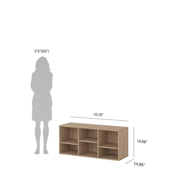 Tvilum Hyper 43.73 in. Hickory Entryway Bench with 6 Cubby