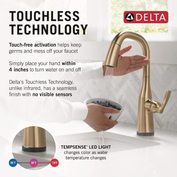 Stryke Gold Touch2O with Touchless Technology Single Handle Bar Faucet in Champagne Bronze