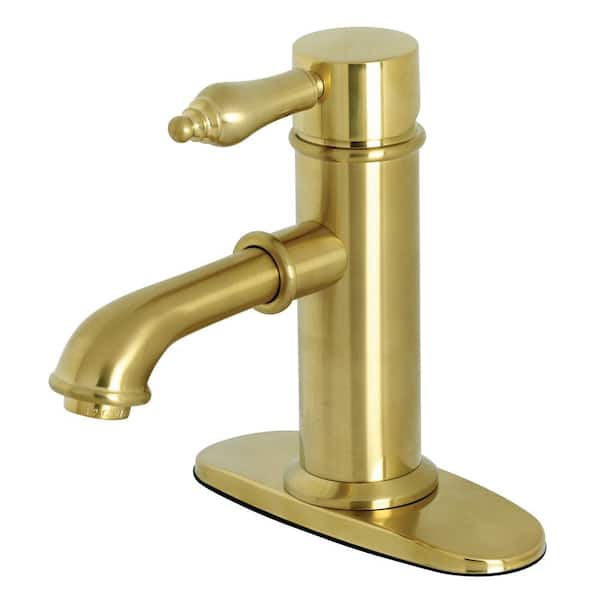 Kingston Brass Paris Single Hole Single-Handle Bathroom Faucet in Brushed Brass