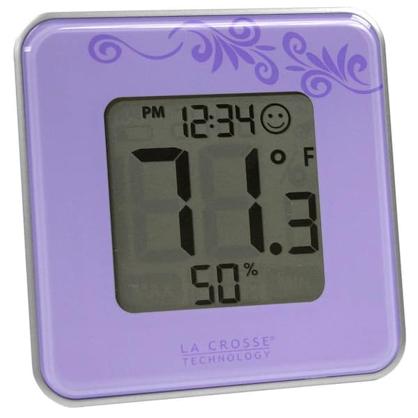 La Crosse Technology Digital Thermometer and Hygrometer Purple