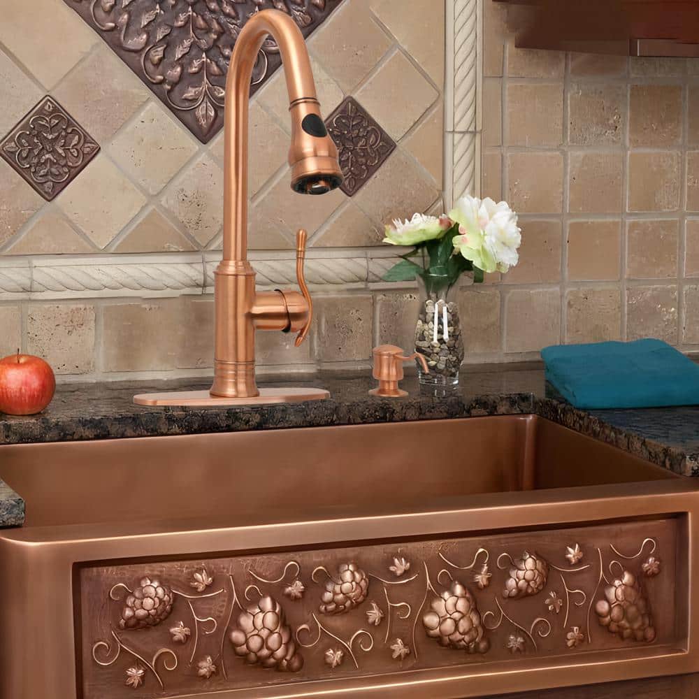 Copper Pull-Down Sprayer Kitchen Faucet with Lever Handle