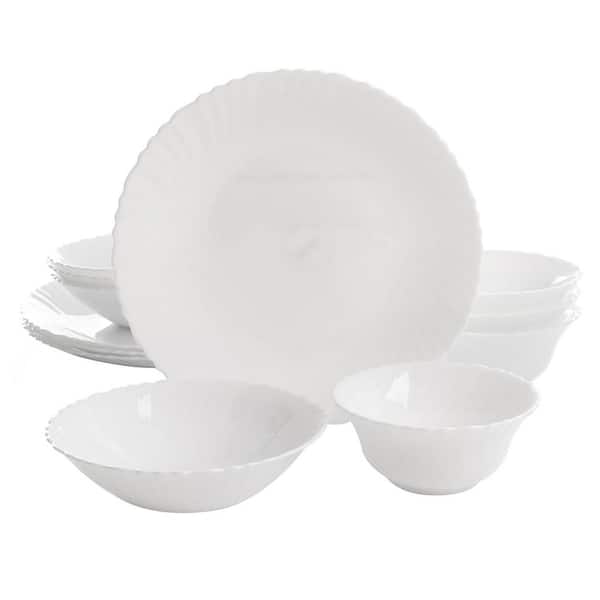 Gibson Home Duraliving Radley 12-Piece Casual White Glass Dinnerware Set (Service for 4)