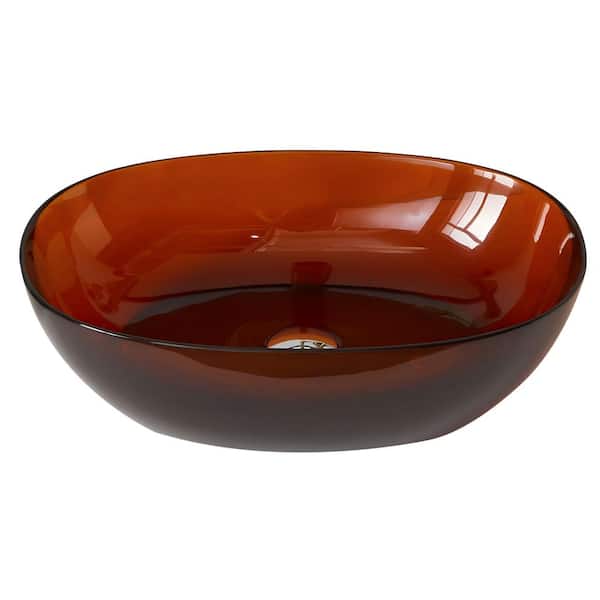 Moray 22.05 in. Resin Vessel Oval Modern Bathroom Sink in Brown