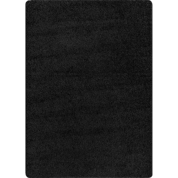 8 ft. x 10 ft. Black Silky Solid Plus Thick Pile Non Slip Easy Clean Non Shedding Modern Indoor Area Rug