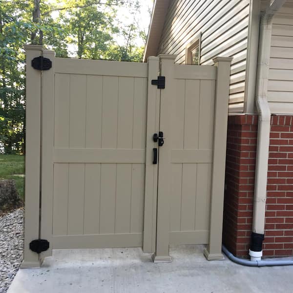 Augusta 3.7 ft. x 7 ft. Khaki Vinyl Privacy Fence Gate Kit