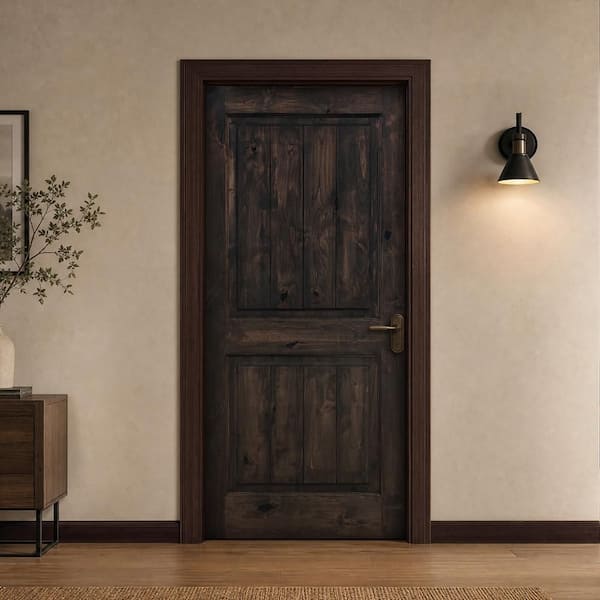 CALHOME 30 in. x 80 in. 2 Panel Square Top Solid Core Alder Wood