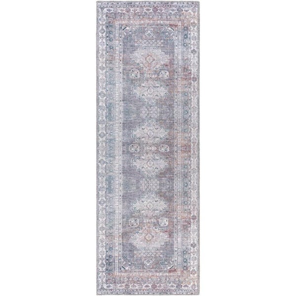 Livabliss Churchill Lavender/Gray 3 ft. x 10 ft. Indoor Machine-Washable Area Rug