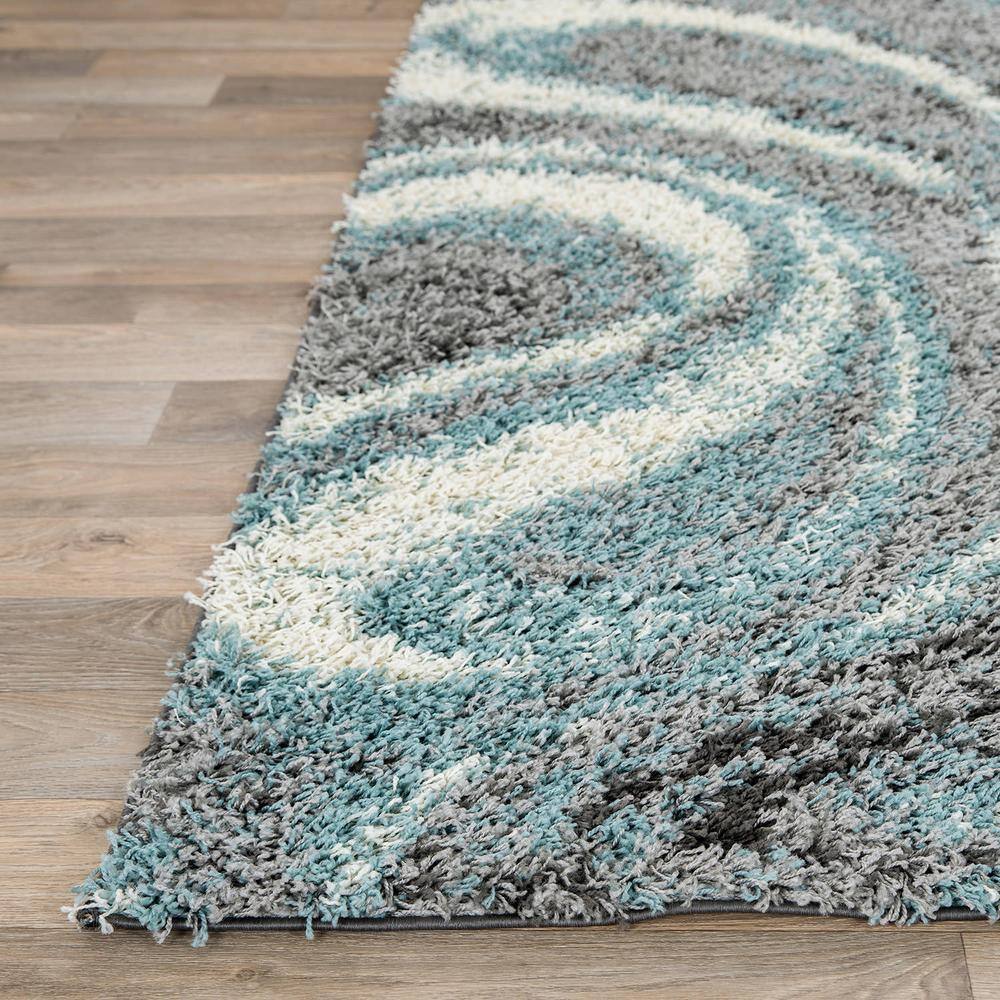 Blue and Gray Abstract Shag 5' x 7' Area Rug