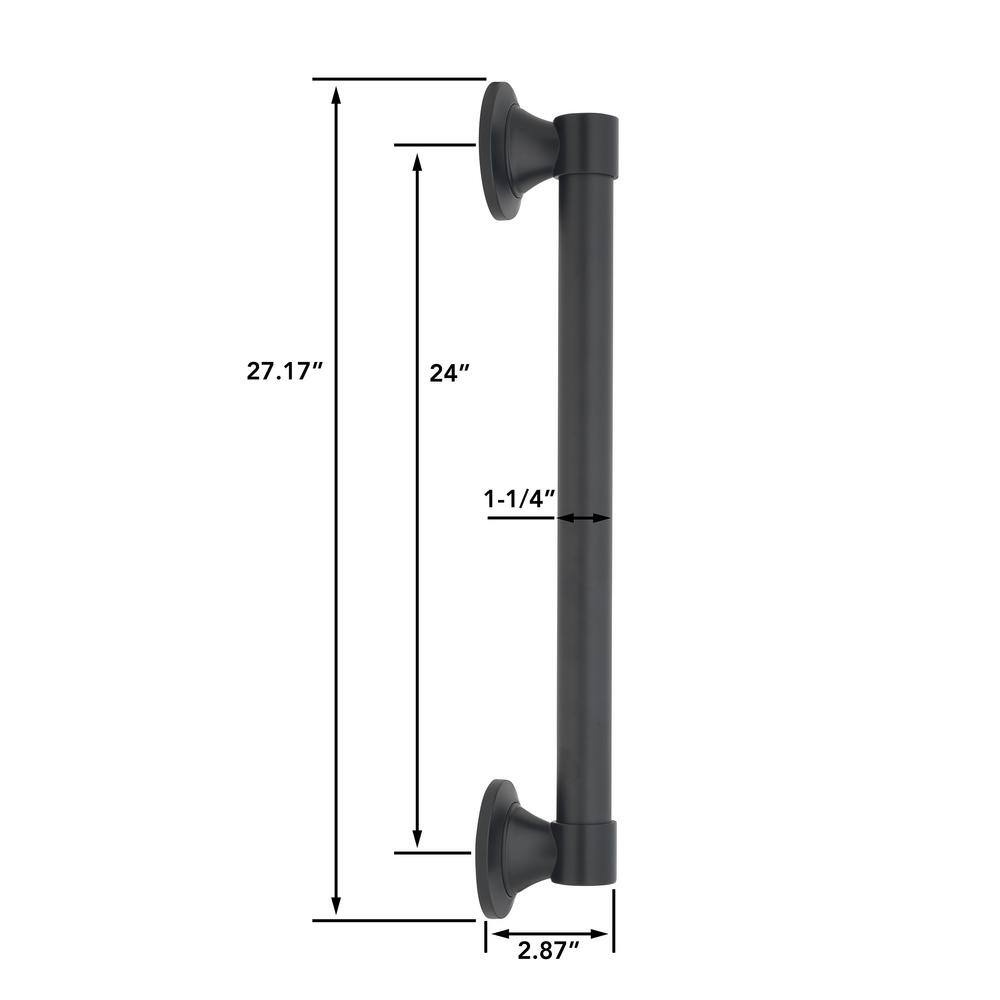 Matte Black 24" Stainless Steel Bathroom Grab Bar