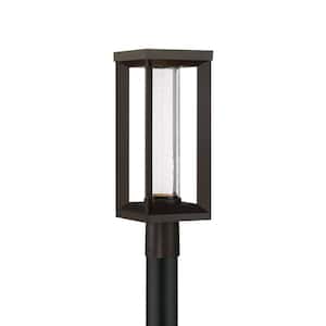 Shore Pointe 1-Light Oil Rubbed Bronze Aluminum Outdoor Hardwired Weather Resistant Post Light with Integrated LED