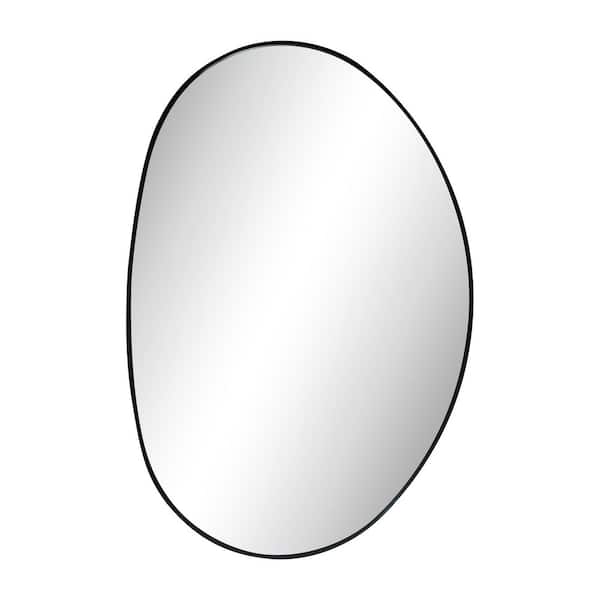 Aurelia 24 in. W x 36 in. H Medium Irregular Oval Metal Framed Wall Mounted Mirror, Black