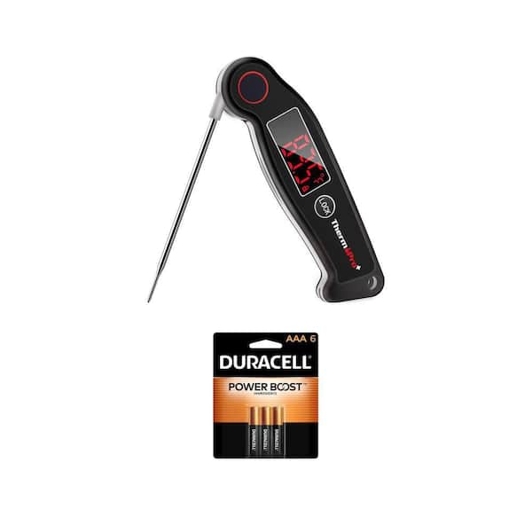 Waterproof Digital Meat Thermometer with Magnet and Coppertop AAA Alkaline Batteries (6-Pack) Combo